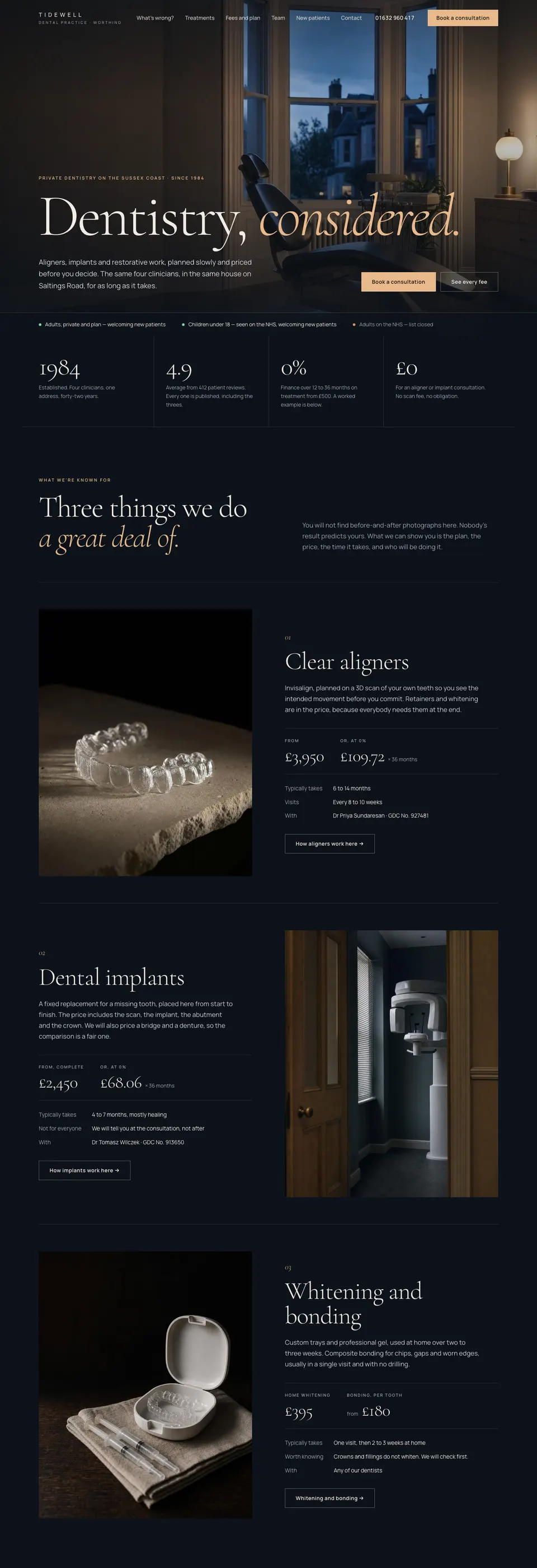 The The clinic design: the top of the sample practice’s homepage