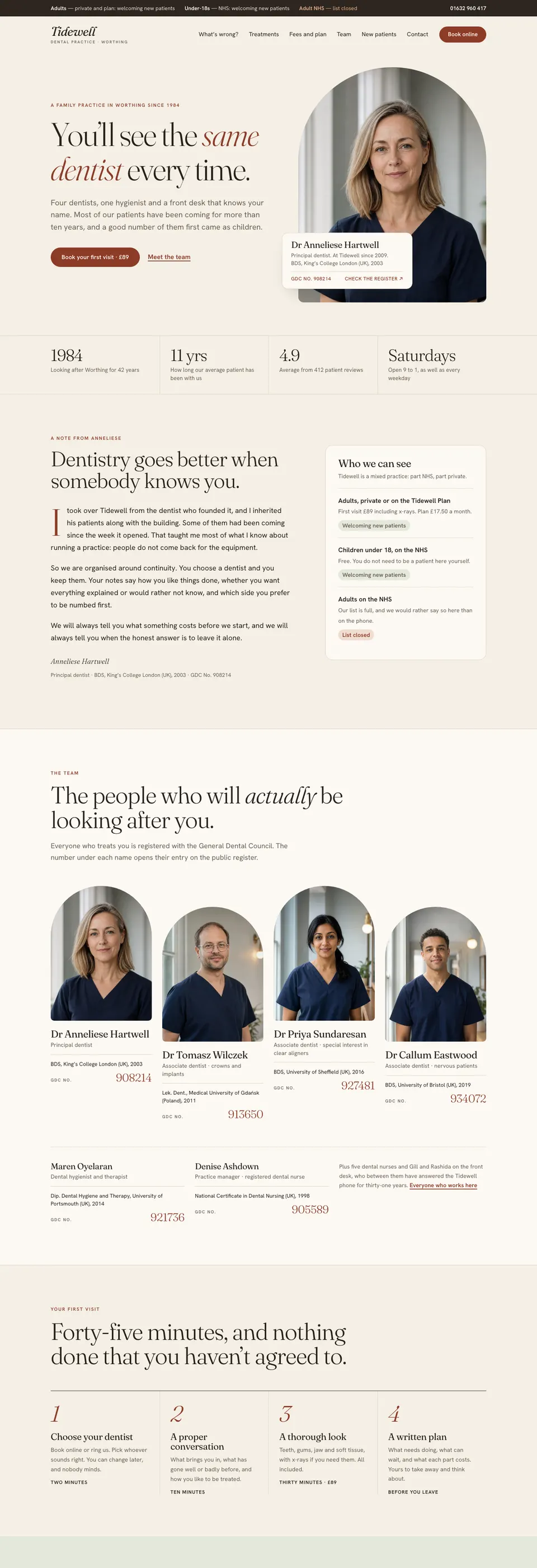 The The people design: the top of the sample practice’s homepage